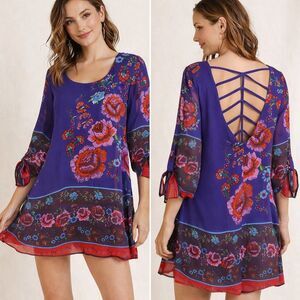 Speechless Women's Dress Large Boho Floral Multicolor Dark Academia Whimigoth